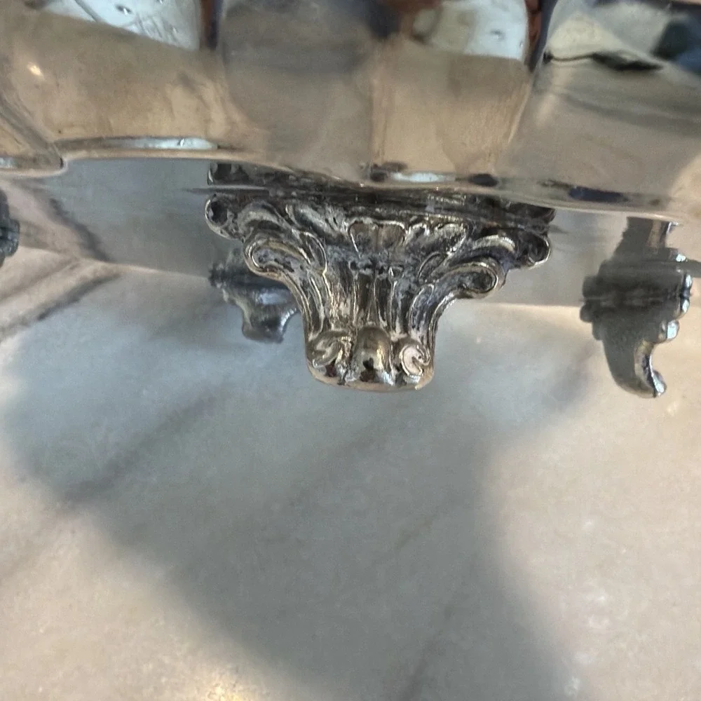 Vtg Leonard Silver Plate Footed Serving Tray Vanity Display 14